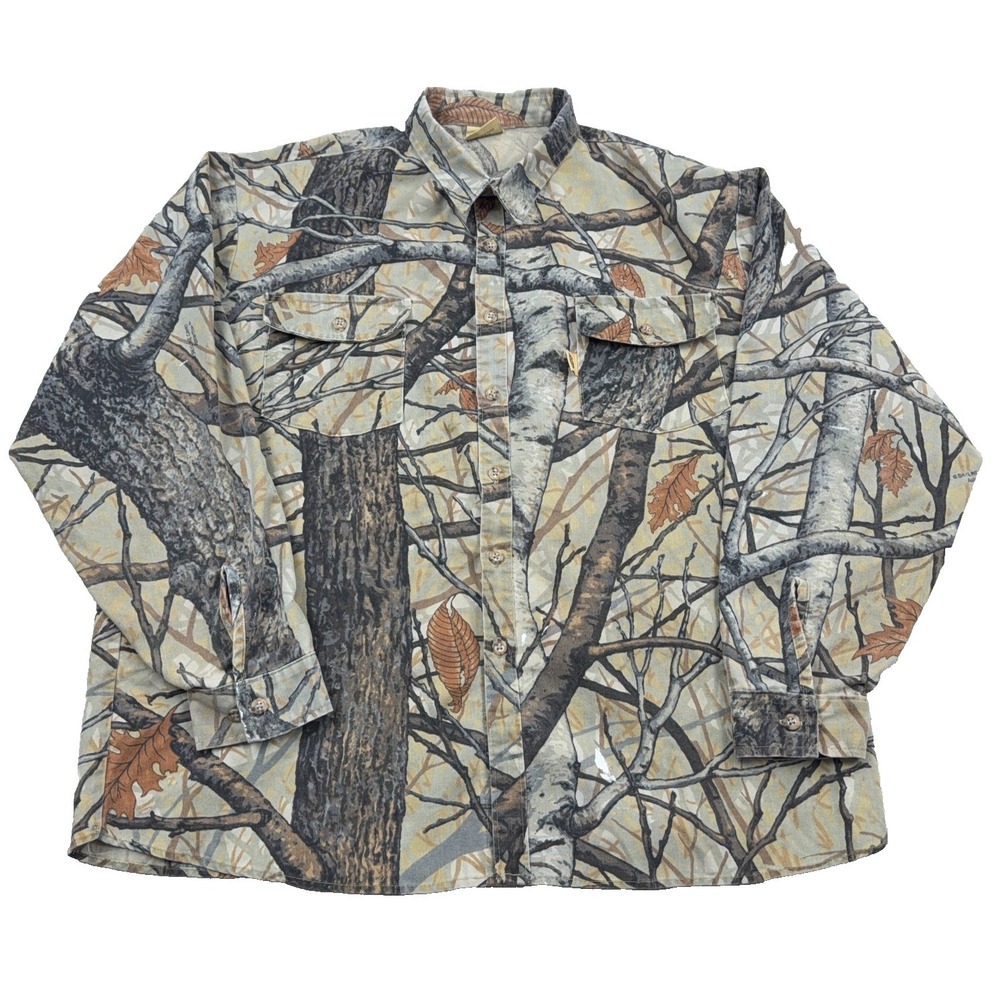 Vintage Camo Shirt Men XXL 2XL Twill Denim Button Up Skyline Camo Appellation *